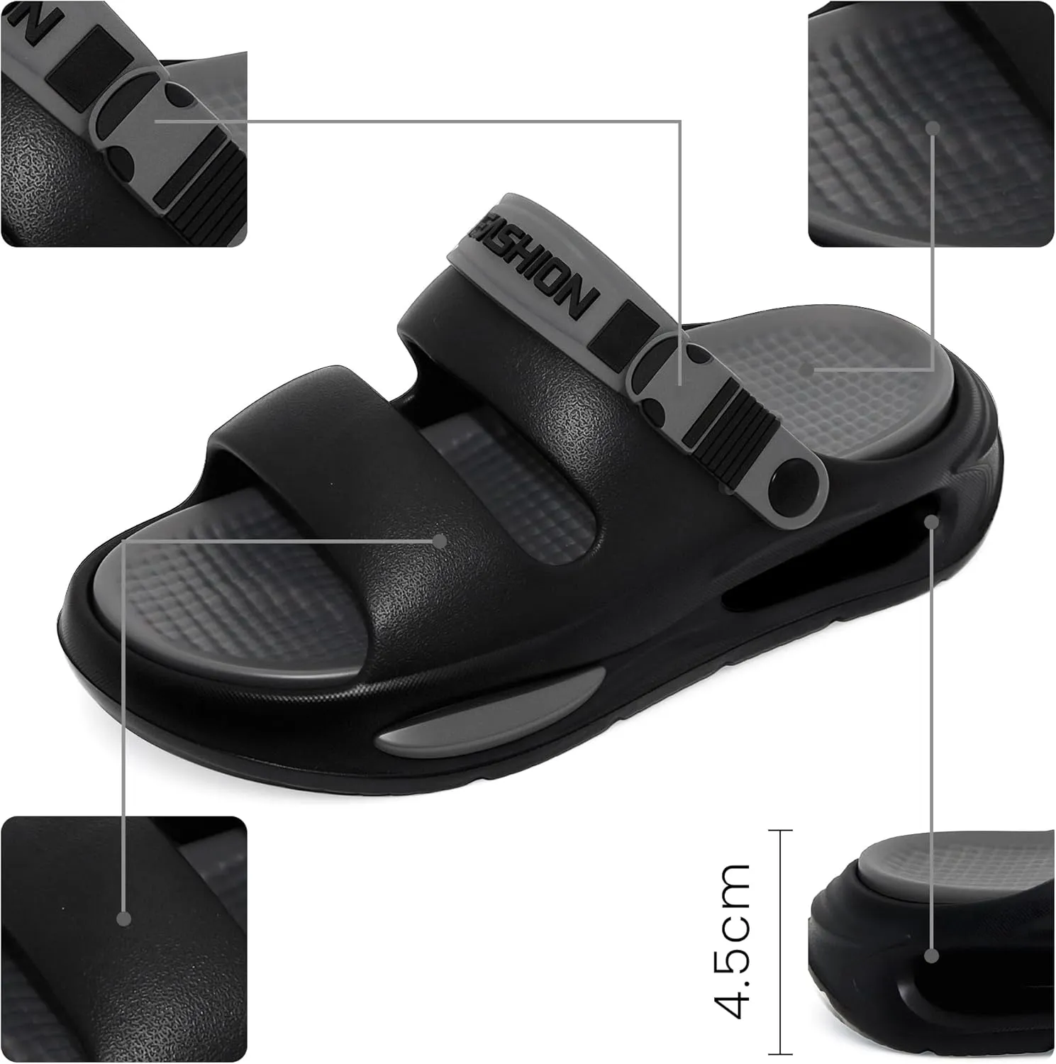 Men's Slide Sandals Indoor and Outdoor, Casual Platform Slide Sandals for Men Spring Summer, Lightweight Comfortable Cushioned Open Toe Men’s Slippers Shoes