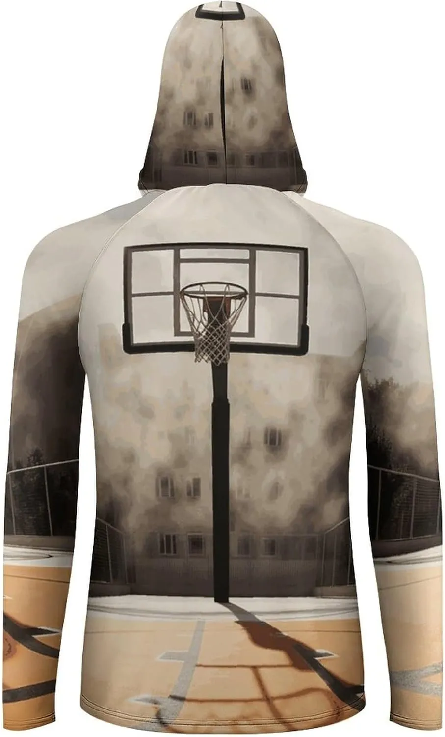 Men's Sun Protection Hoodie Shirts UPF 50  Long Sleeve Rash Guard Amazing Basketball Court Sun Shirt Outdoor