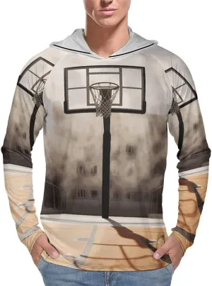 Men's Sun Protection Hoodie Shirts UPF 50  Long Sleeve Rash Guard Amazing Basketball Court Sun Shirt Outdoor