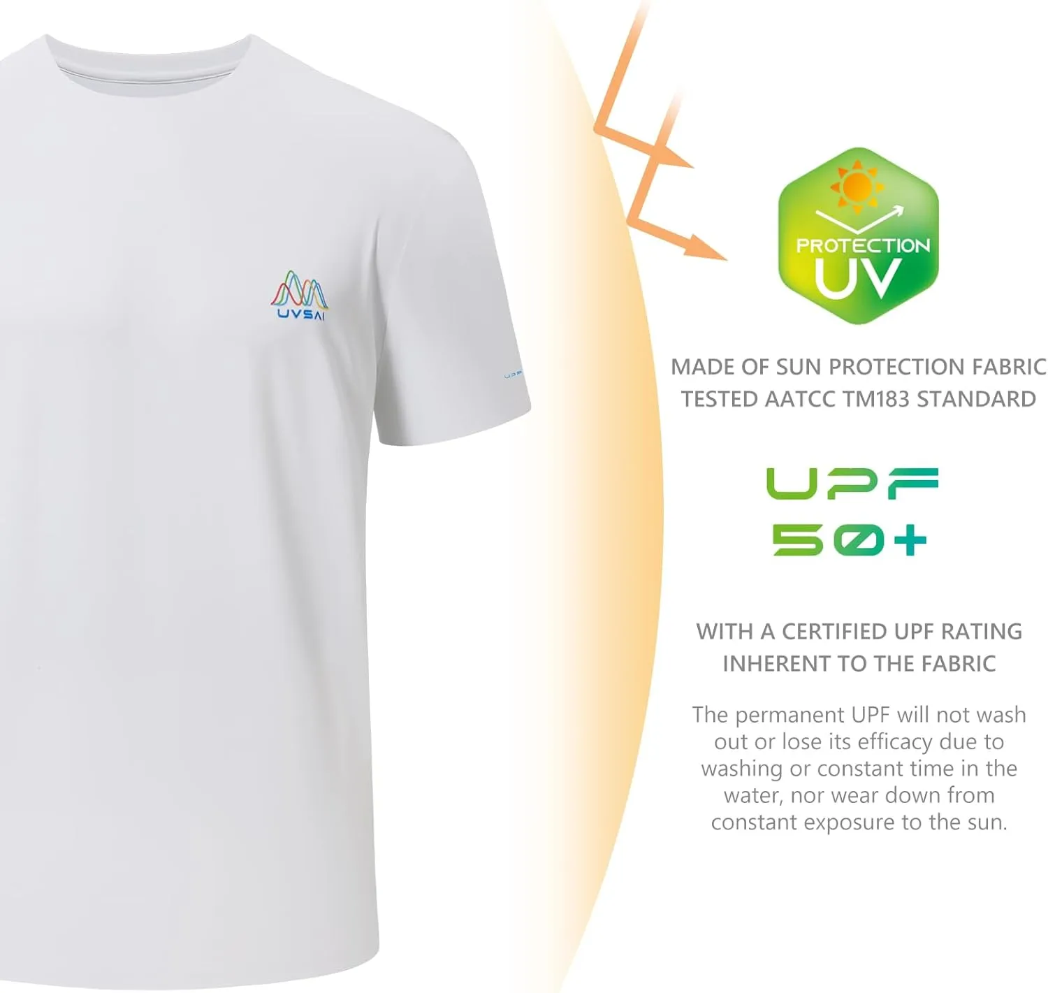 Men’s UPF 50  Short Sleeve Shirt Permanent UV Sun Protection Performance Hiking Fishing T-Shirts