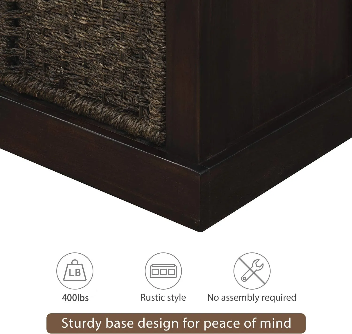 Merax Rustic Entryway Storage Bench with 3 Removable Basket, Shoe Bench Storage Bench with Removable Cushion for Living Room, Entryway, Hallway