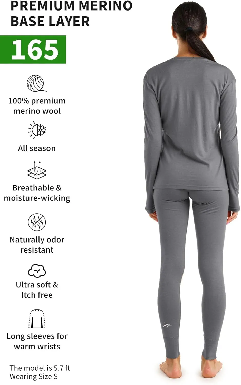 Merino.tech Merino Wool Base Layer Women Set - Heavyweight, Lite, Midweight Merino Thermal Underwear For Women Top, Bottom