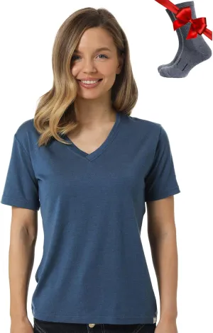 Merino.tech Merino Wool T Shirt Women - 100% Merino Wool Base Layer Women Short Sleeve Moisture-Wicking Tee and Hiking Socks