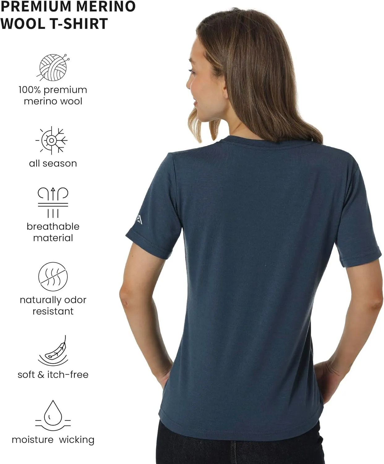 Merino.tech Merino Wool T Shirt Women - 100% Merino Wool Base Layer Women Short Sleeve Moisture-Wicking Tee and Hiking Socks