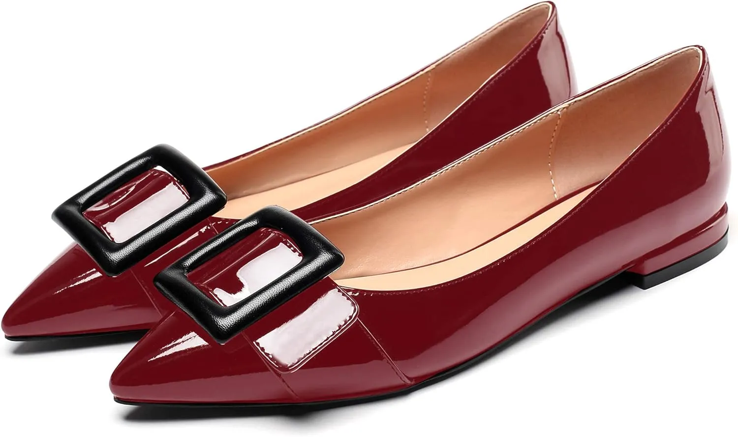Mettesally Women's Pointed Toe Ballet Flat Shoes Cap Toe Classic Ballet Flats Walking Shoes Casual Formal Slip-On Flat Dress Shoes