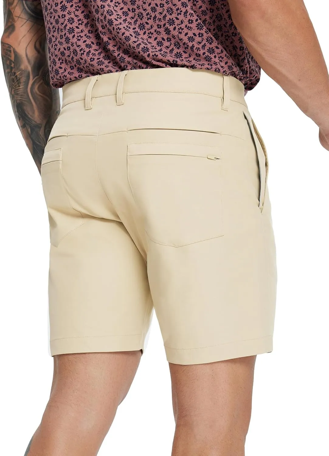 MICHEL ROUEN Golf Shorts Men 7" Solid 8 Pockets Lightweight Water-Resistant Flat Front Flex Stretch Casual Mens Dress Shorts