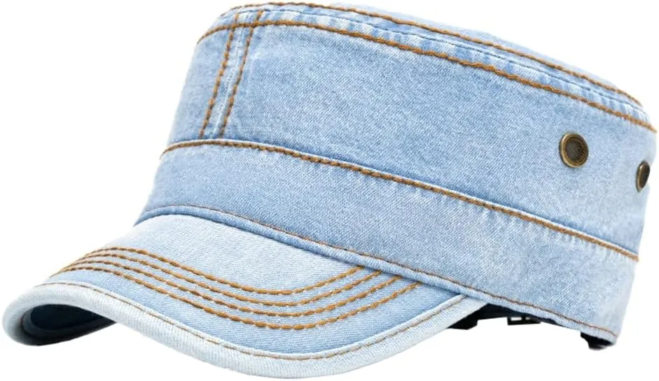 Military Hats Army Caps Cadet Caps Washed Cotton Flat Top Hats Newsboy Hats Adjustable Veteran Caps for Men Women 2025