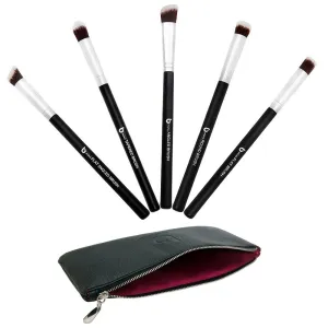 Mini Kabuki Makeup Brush Set – Beauty Junkees 5pc Professional Eyeshadow Make Up Brushes with Case; Blending, Concealer, Contour Highlighter, Smudging Eye Shadow Cosmetics, Cruelty Free