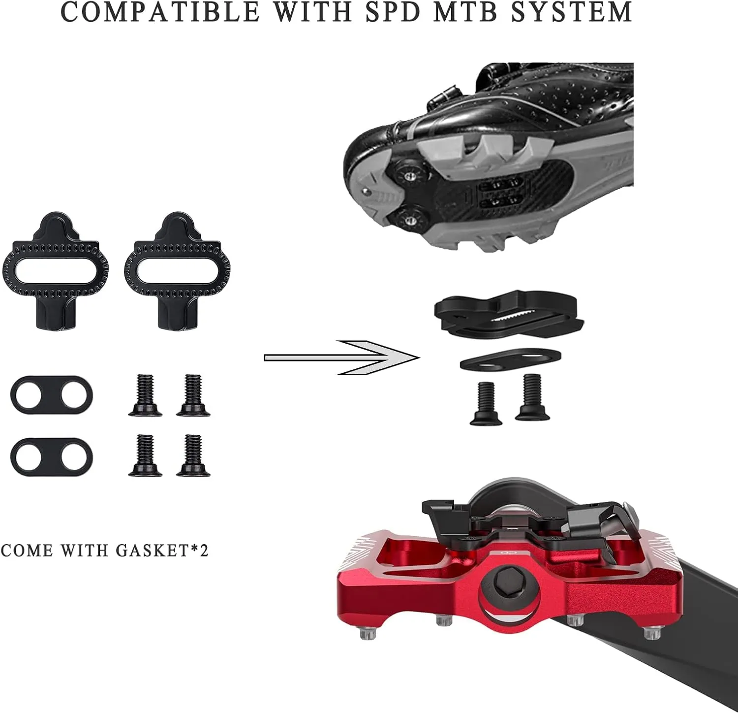Mountain Bike Pedals - Dual Function Flat and Clipless Pedal - Bicycle Pedals with Reflectors Compatible with SPD, Platform Pedals for BMX Spin Exercise Peloton Trekking Bike