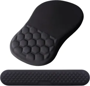 Mouse Pad Wrist Support, Laokiiy 2 in1 Keyboard Wrist Rest  Ergonomic Mouse Pad, Non-Slip Wrist Rest for Computer Keyboard, Made Easy Typing & Relieve Wrist Pain（Black