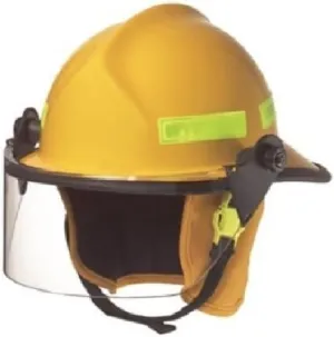 MSA 10100833 Cairns Metro Fire Helmet with 4" Tuffshield, Standard Flannel Liner, Nomex Earlap, Chinstrap with Quick Release, Postman Slide, Bar and Lime/Yellow Reflexite, Yellow