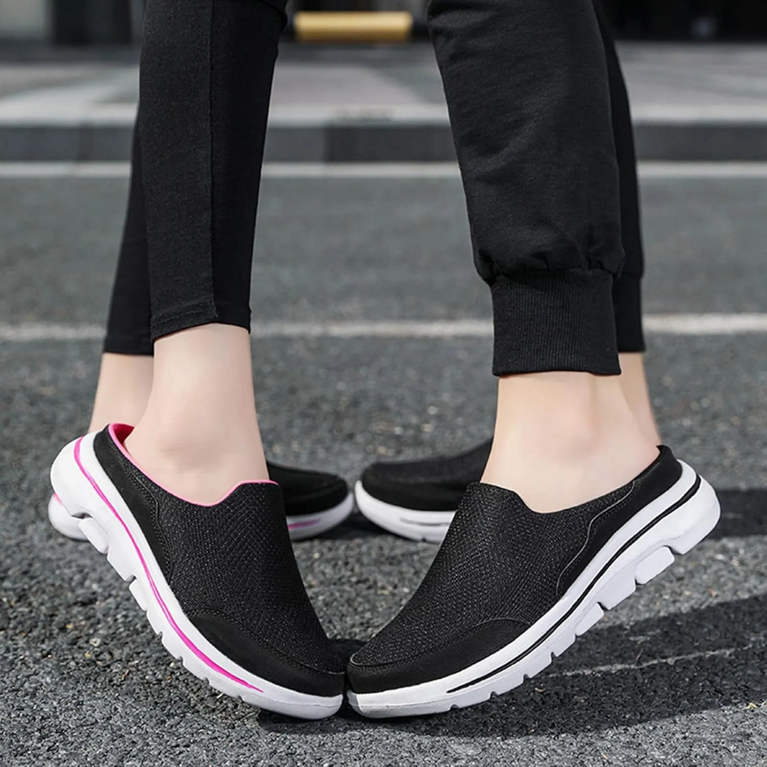 Mules for Women 2025 Breathable Orthopedic Slip On Clogs Comfortable Summer Arch Support Shoes Lightweight Open Back Shoes Comfort Slip-On Walking Mules Sneakers Closed Toe Slippers
