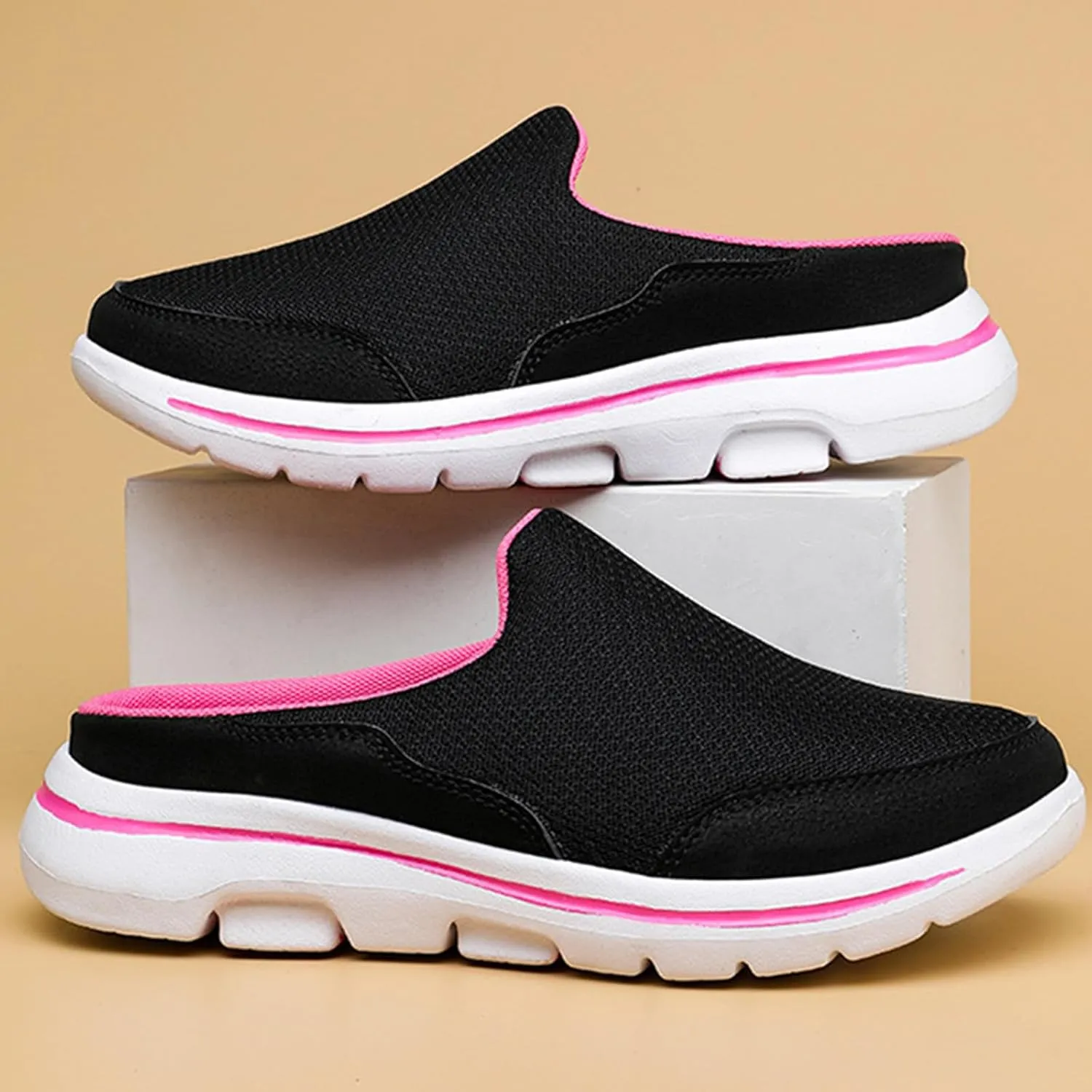 Mules for Women 2025 Breathable Orthopedic Slip On Clogs Comfortable Summer Arch Support Shoes Lightweight Open Back Shoes Comfort Slip-On Walking Mules Sneakers Closed Toe Slippers