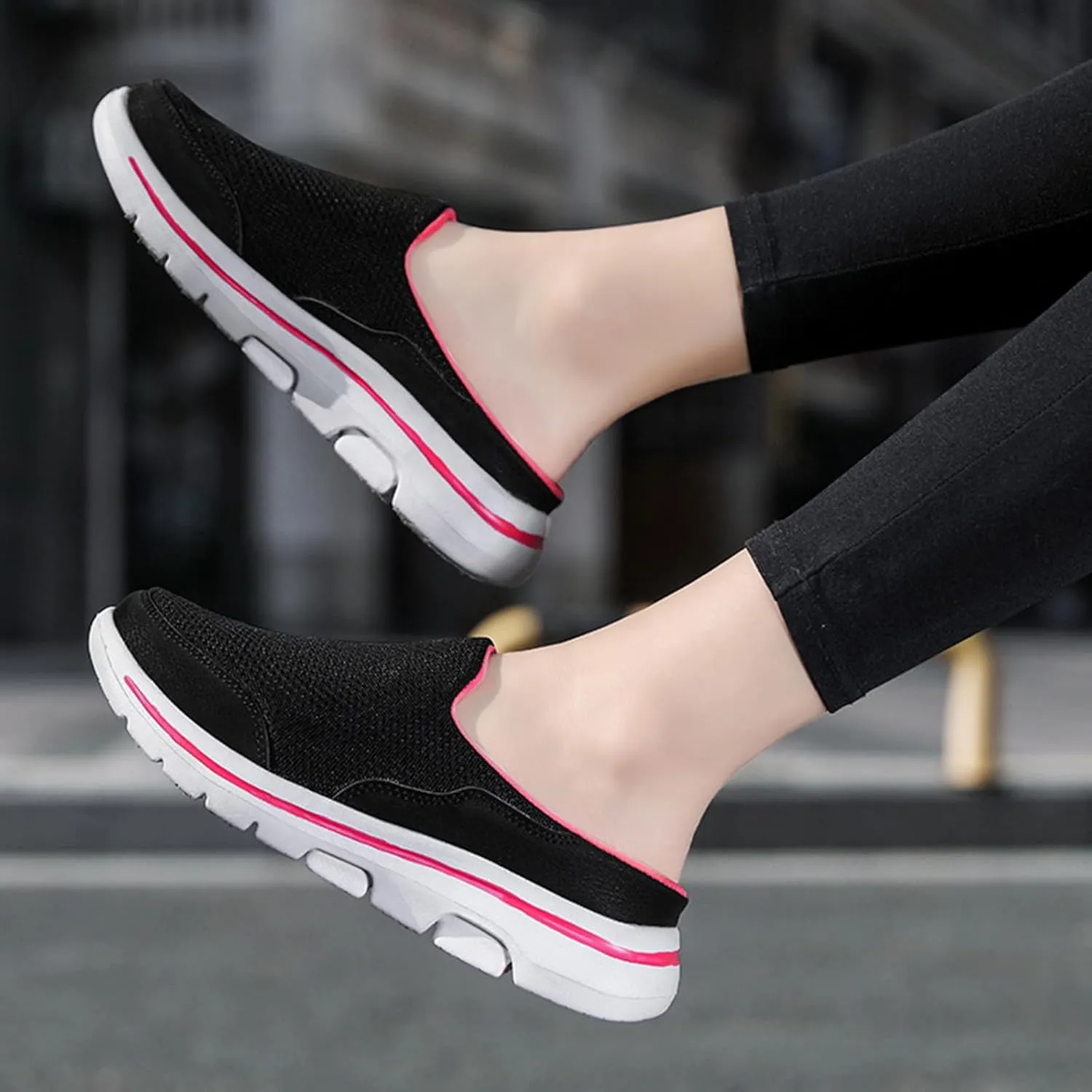 Mules for Women 2025 Breathable Orthopedic Slip On Clogs Comfortable Summer Arch Support Shoes Lightweight Open Back Shoes Comfort Slip-On Walking Mules Sneakers Closed Toe Slippers