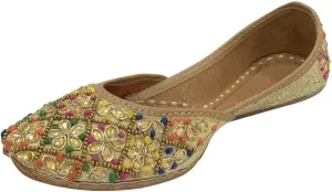 Multi Ethnic Punjabi Mojari Juttis for Girls Toddler/Little Kid/Big Kid Ballerina Formal Beaded Shoes Jooti jutties Girls Dress Shoes Slip on Party Flats