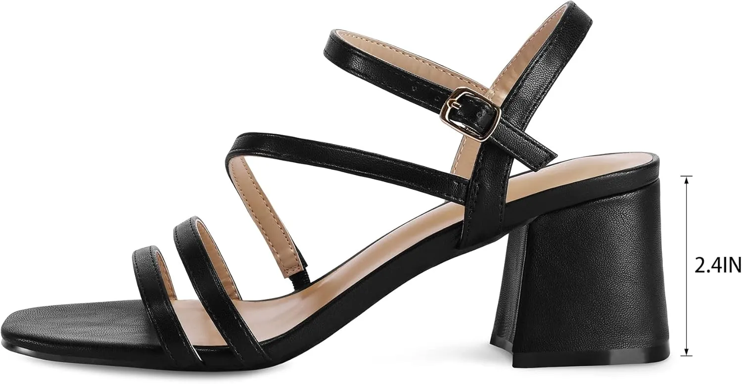 mysoft Women's Strappy Low Chunky Block Heel Sandals Open Toe Dress Shoes