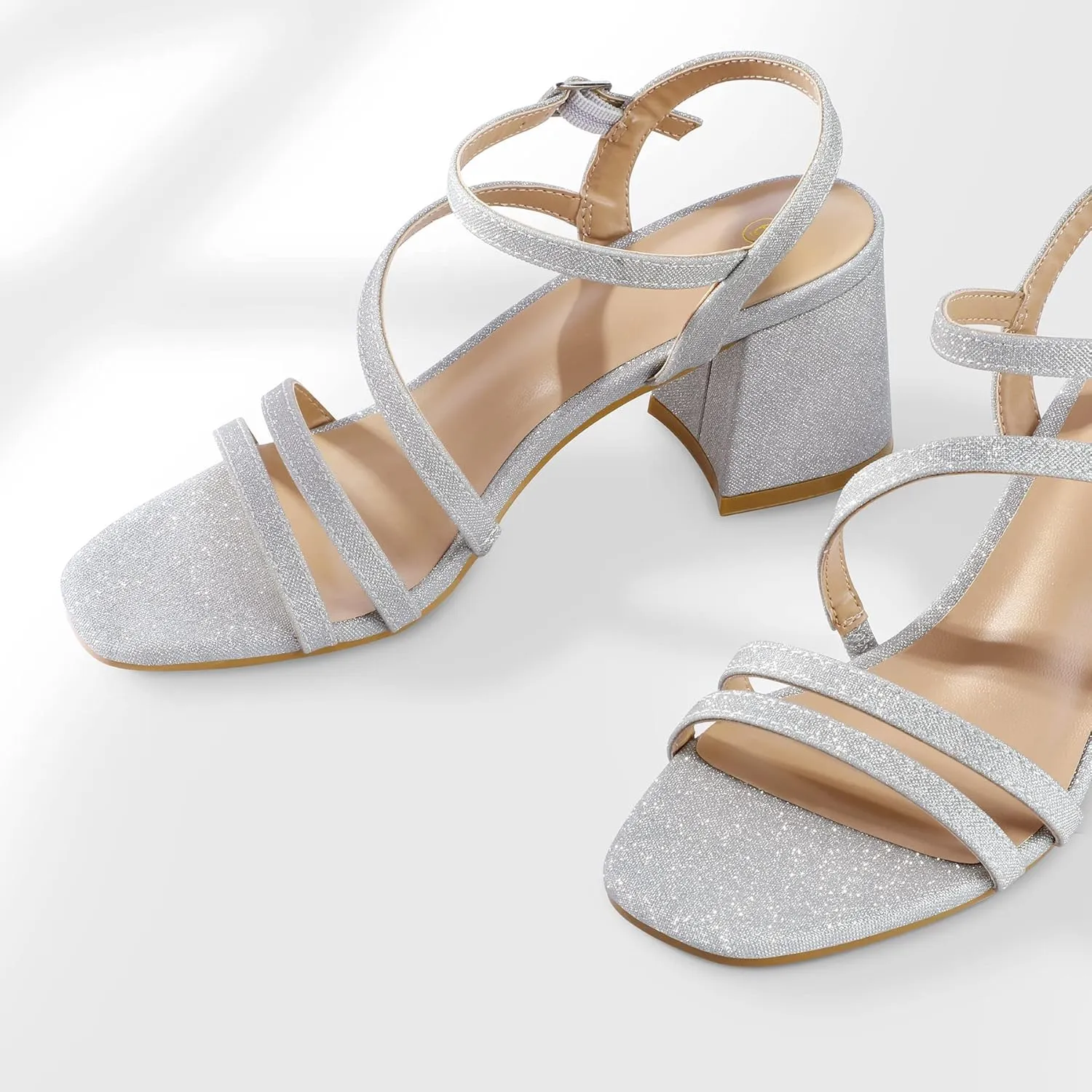 mysoft Women's Strappy Low Chunky Block Heel Sandals Open Toe Dress Shoes