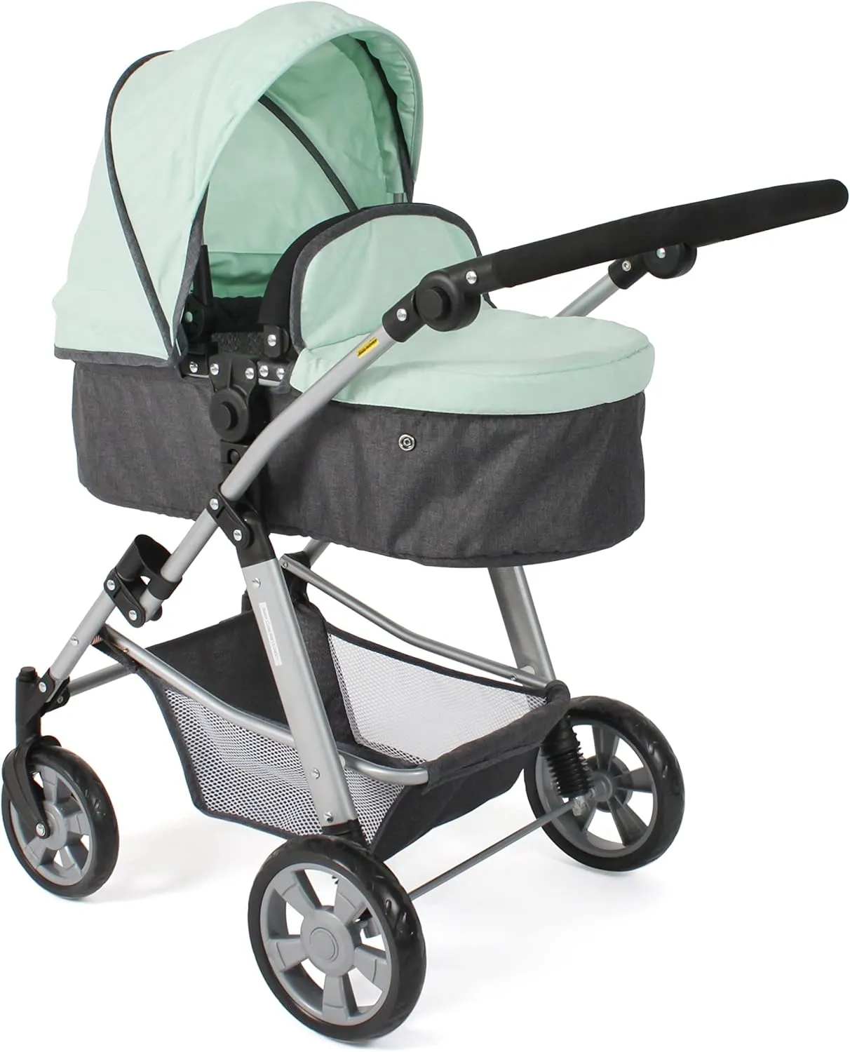 Nele 2-in-1 Doll Stroller for Kids Ages 3-8, Dolls Stroller with Convertible Bathtub, Stroller for Dolls up to 50 cm in Size, Green