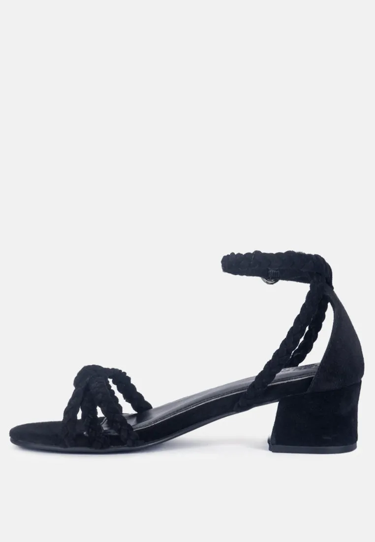Nicola Braided Leather Block Heel Sandal By Ruw