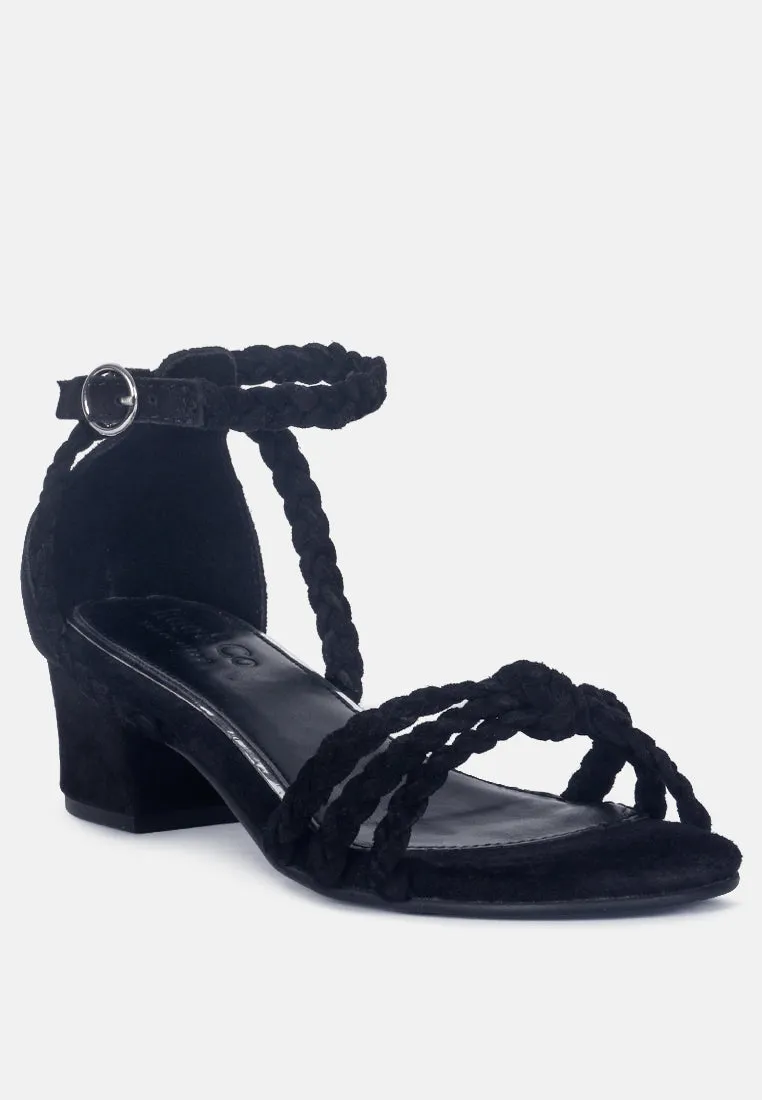 Nicola Braided Leather Block Heel Sandal By Ruw