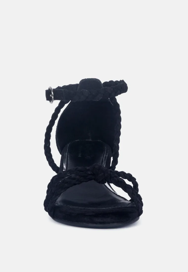 Nicola Braided Leather Block Heel Sandal By Ruw