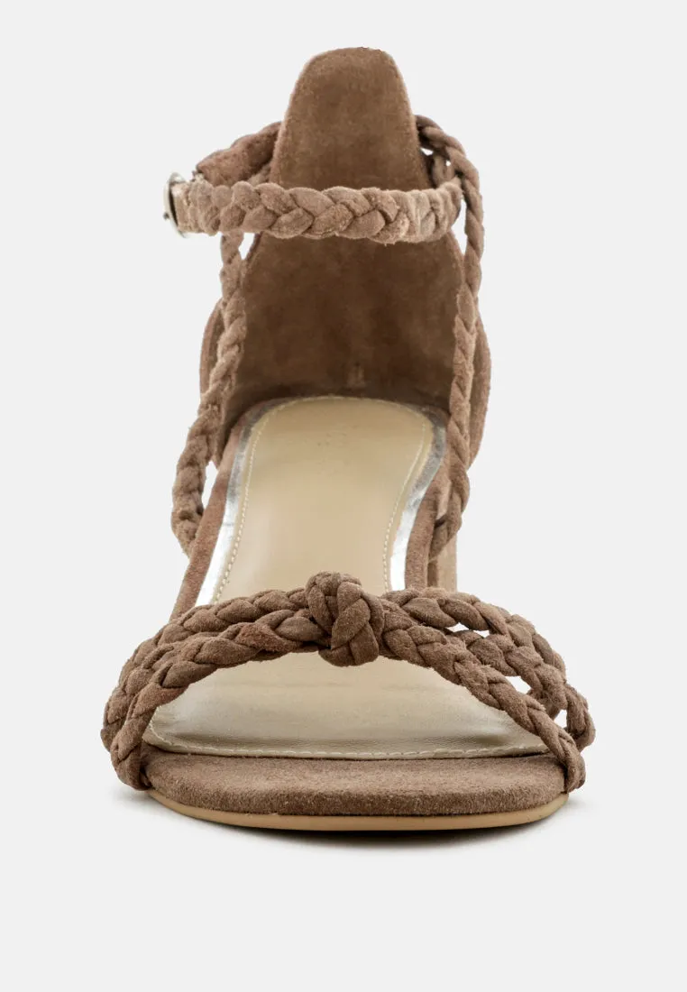 Nicola Braided Leather Block Heel Sandal By Ruw
