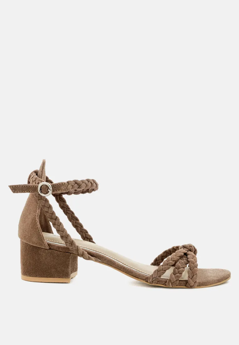 Nicola Braided Leather Block Heel Sandal By Ruw