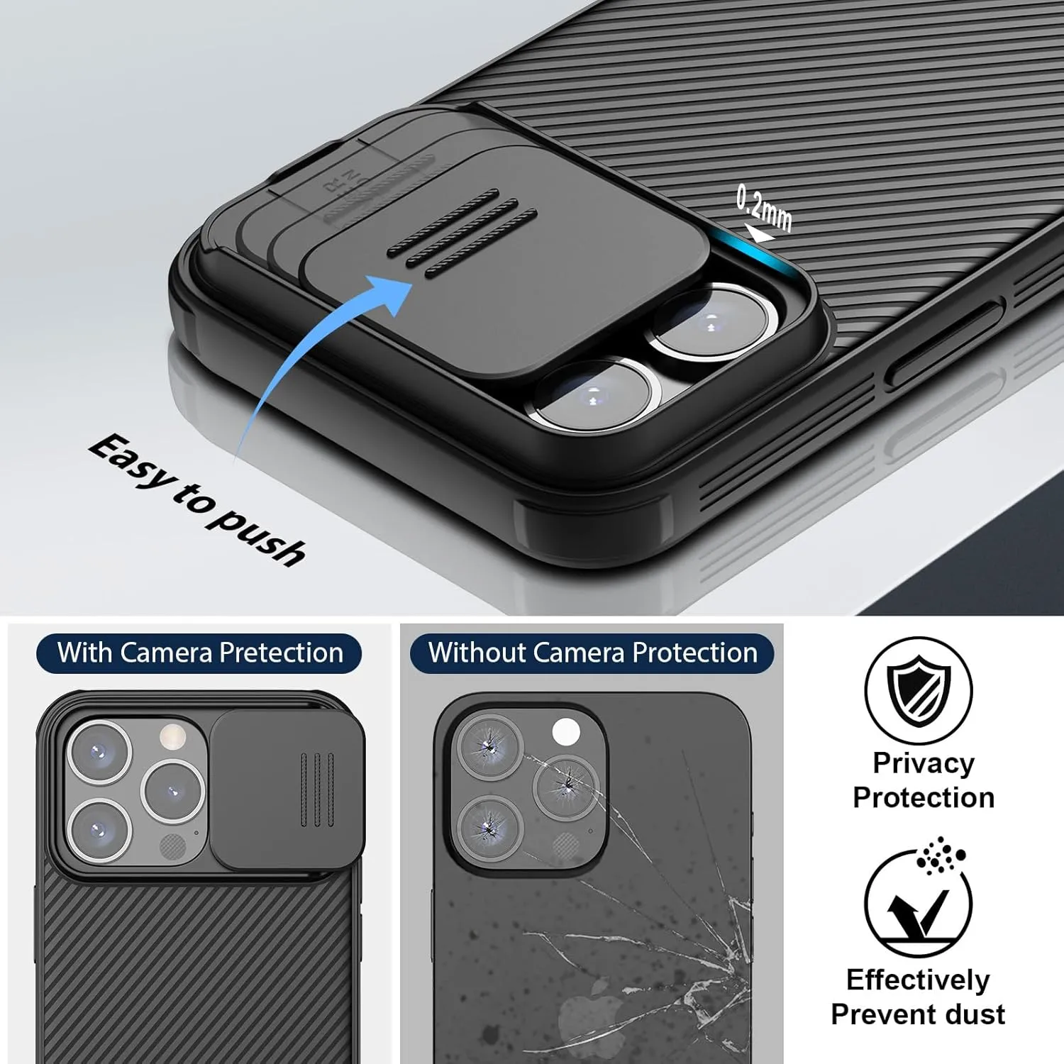 Nillkin for iPhone 15 Pro Case with Camera Cover, Compatible with MagSafe, CamShield Pro Magnetic 15 Pro 5G Car Mount Case 6.1’’ (Black, for iPhone 15 Pro)