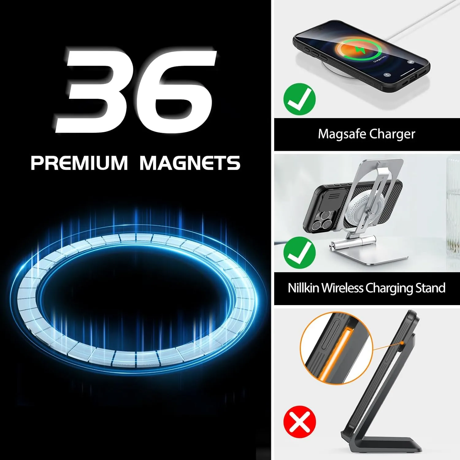 Nillkin for iPhone 15 Pro Case with Camera Cover, Compatible with MagSafe, CamShield Pro Magnetic 15 Pro 5G Car Mount Case 6.1’’ (Black, for iPhone 15 Pro)