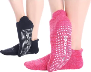 Non-Slip Socks Yoga Barre Pilates Hospital Maternity Sock w/Grips for Women Men