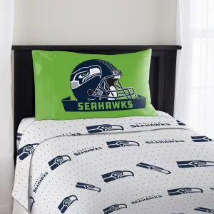 Northwest NFL Seattle Seahawks Monument Twin Sheet Set, 3 Piece, Team Colors