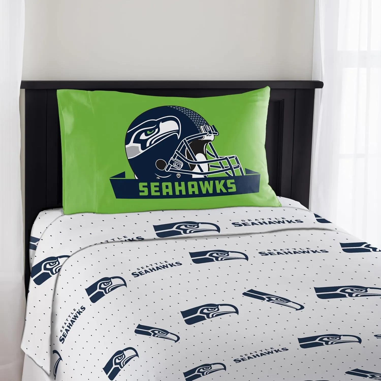 Northwest NFL Seattle Seahawks Monument Twin Sheet Set, 3 Piece, Team Colors