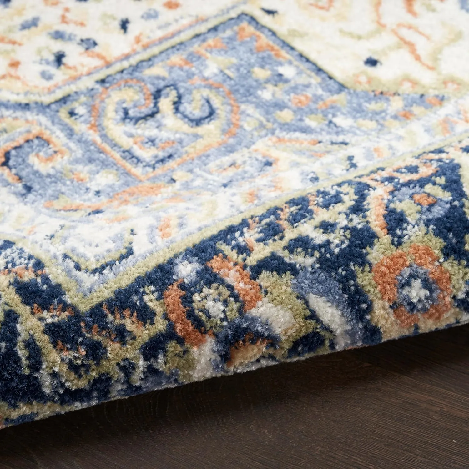 Nourison Essentials Indoor/Outdoor Navy 2'2" x 7'6" Area Rug, Non Shedding, Bed Room, Living Room, Dining Room, Backyard, Deck, Patio (2x8)