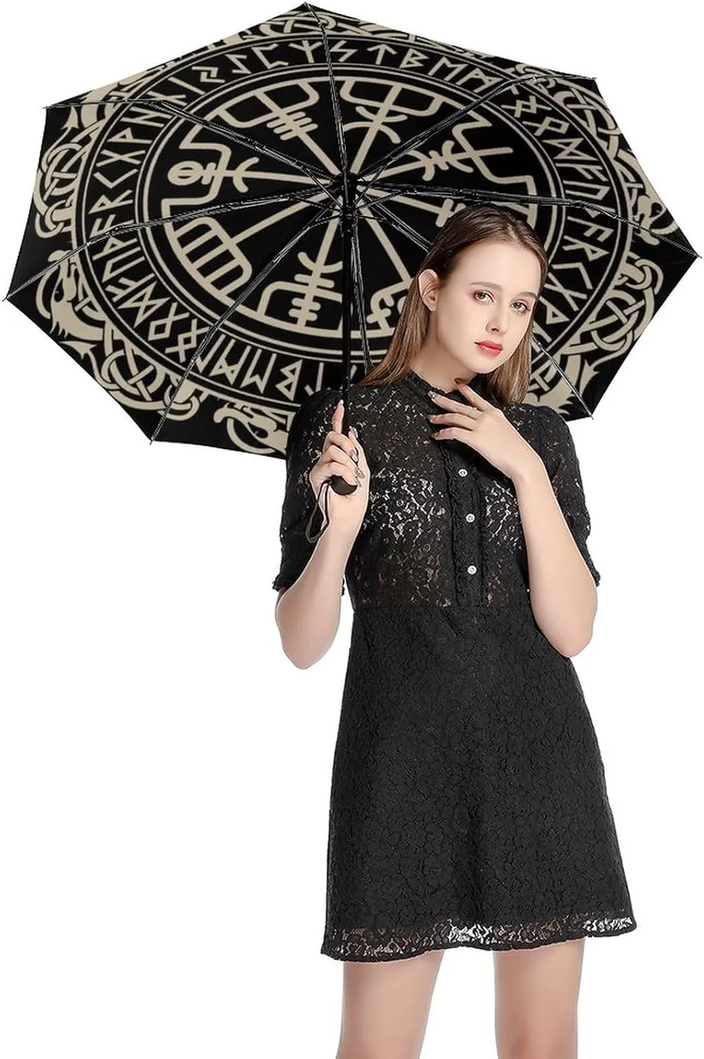 Nugier Auto Open/Close Folding Umbrella, Automatic UV Sun Parasol UV Protection, Strong Travel Rain Umbrella