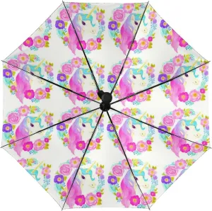 Nugier Auto Open/Close Folding Umbrella, Automatic UV Sun Parasol UV Protection, Strong Travel Rain Umbrella