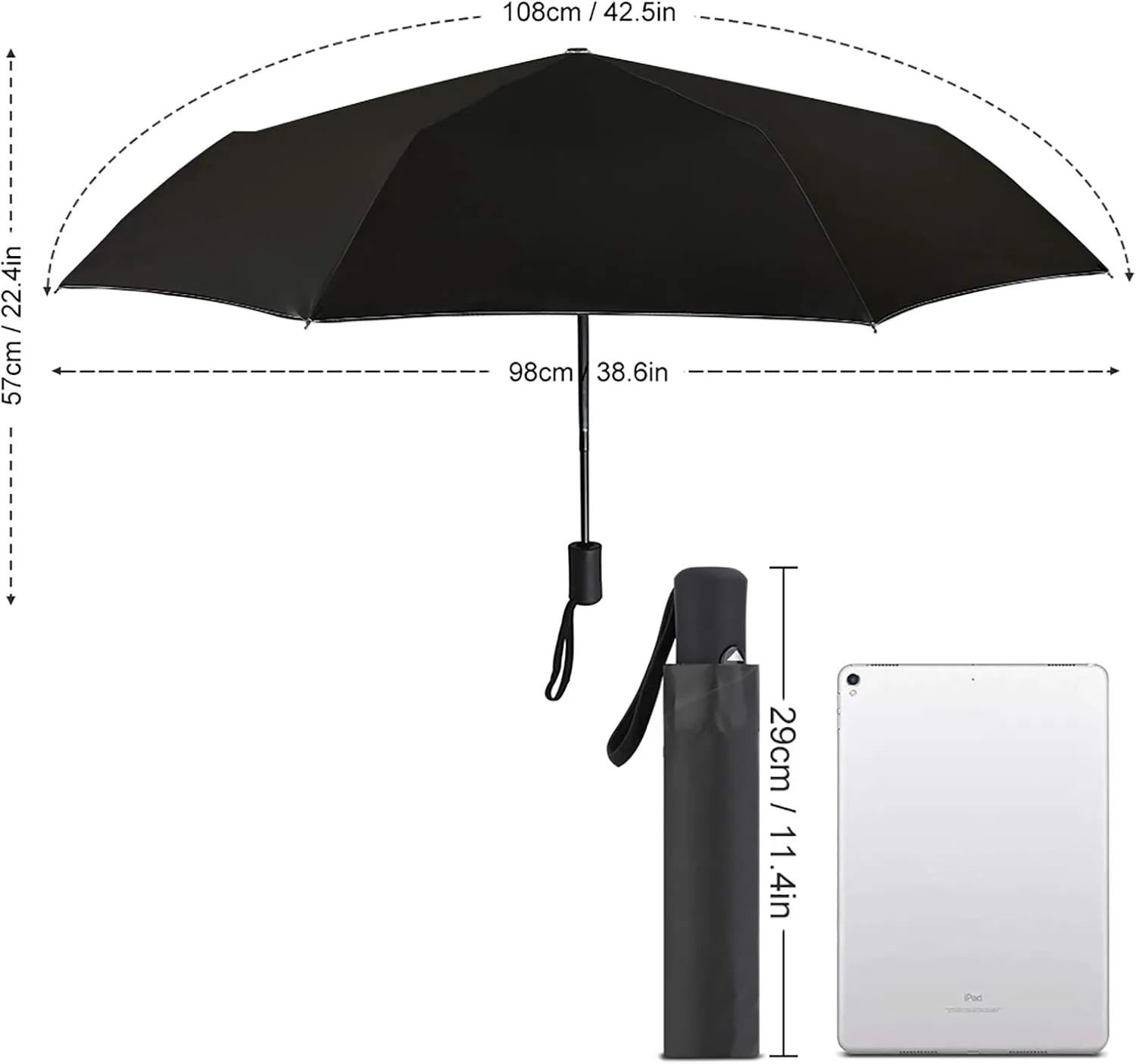 Nugier Auto Open/Close Folding Umbrella, Automatic UV Sun Parasol UV Protection, Strong Travel Rain Umbrella