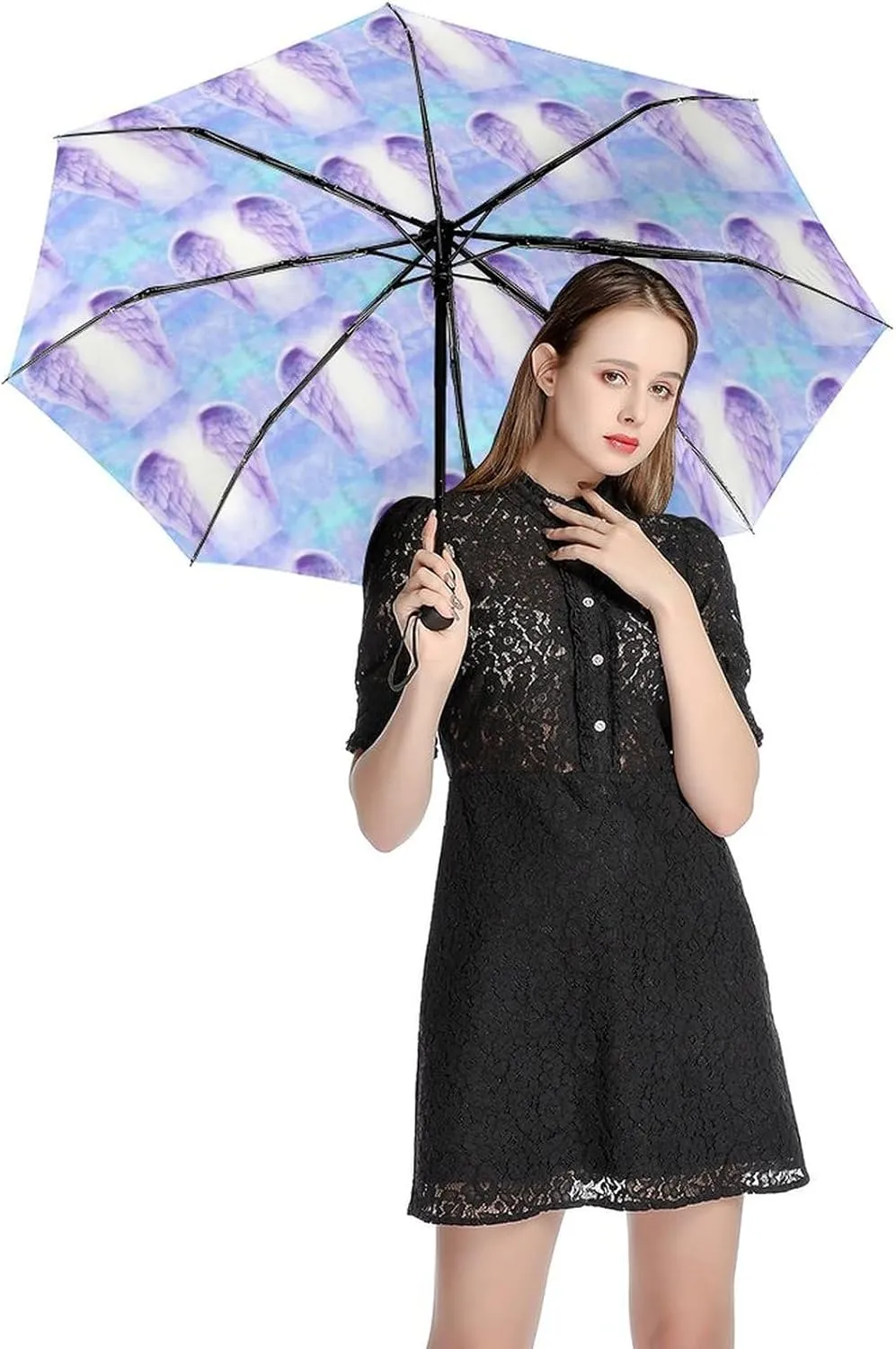 Nugier Auto Open/Close Folding Umbrella, Automatic UV Sun Parasol UV Protection, Strong Travel Rain Umbrella