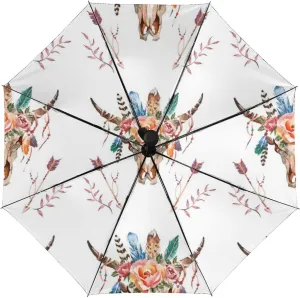 Nugier Auto Open/Close Folding Umbrella, Automatic UV Sun Parasol UV Protection, Strong Travel Rain Umbrella