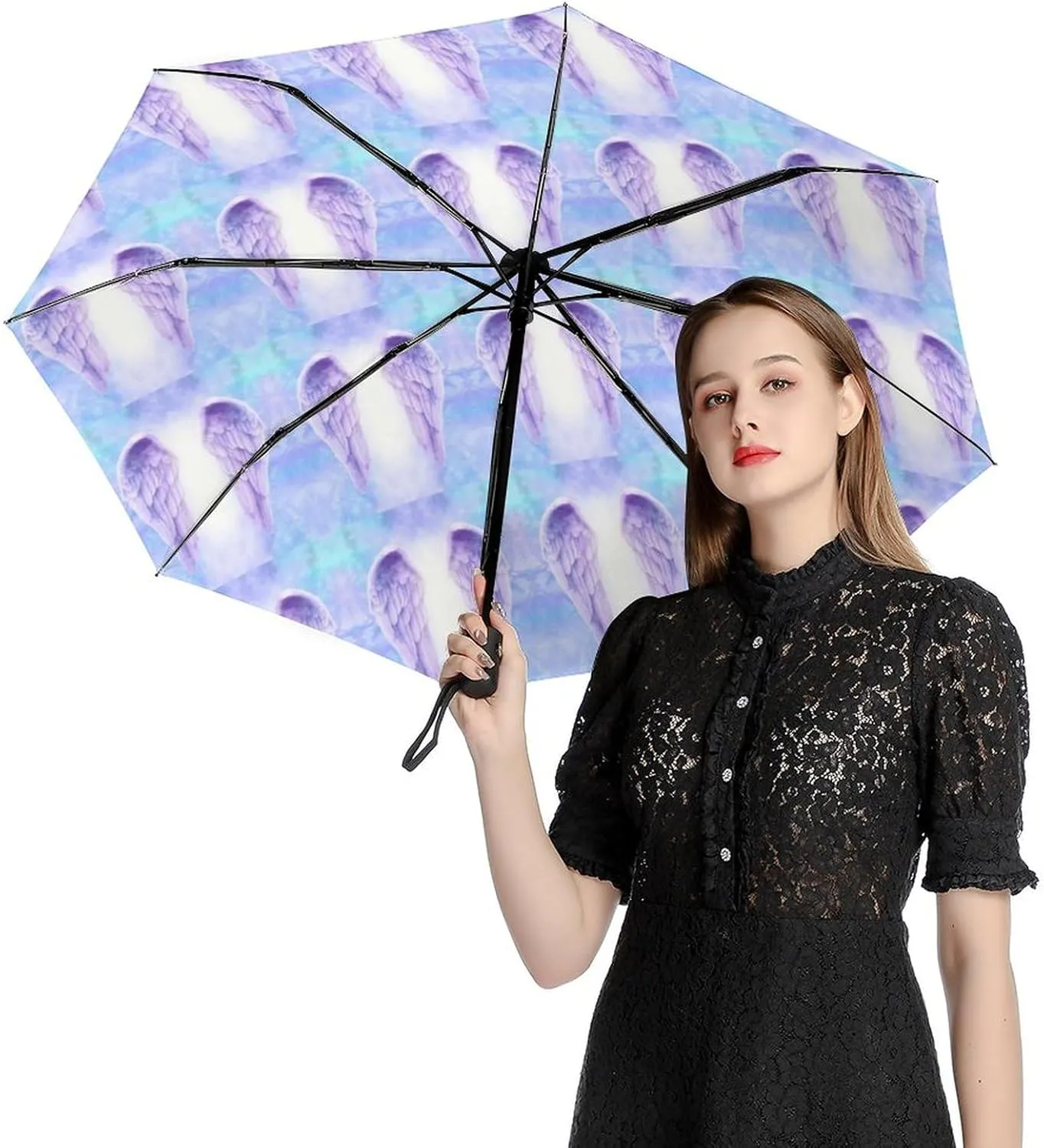 Nugier Auto Open/Close Folding Umbrella, Automatic UV Sun Parasol UV Protection, Strong Travel Rain Umbrella