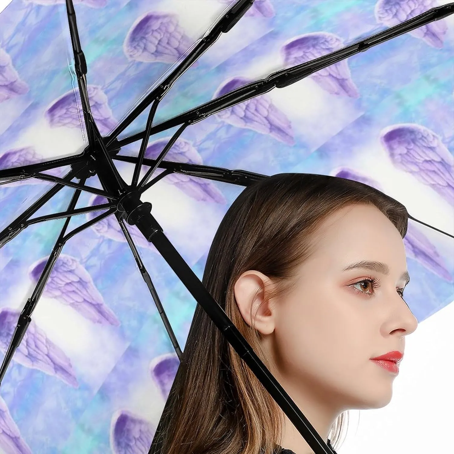 Nugier Auto Open/Close Folding Umbrella, Automatic UV Sun Parasol UV Protection, Strong Travel Rain Umbrella