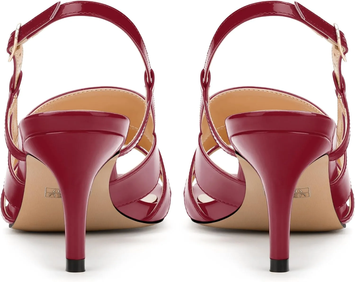 NUMALEO Women's Dressy Strappy 2.5 Inch Sandals Low Kitten Heel Open Square Toe Slingback Heels Patent Cute Dress Shoes