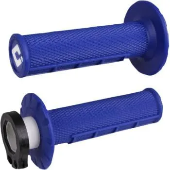 ODI V2 Lock ON Half Waffle Motorcycle Grips Dirtbike Offroad MX for 2 & 4 Stroke 7/8"" Handlebars Twist Throttle Blue USA Made YZ WR TTR