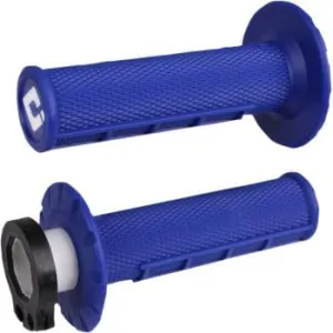 ODI V2 Lock ON Half Waffle Motorcycle Grips Dirtbike Offroad MX for 2 & 4 Stroke 7/8"" Handlebars Twist Throttle Blue USA Made YZ WR TTR