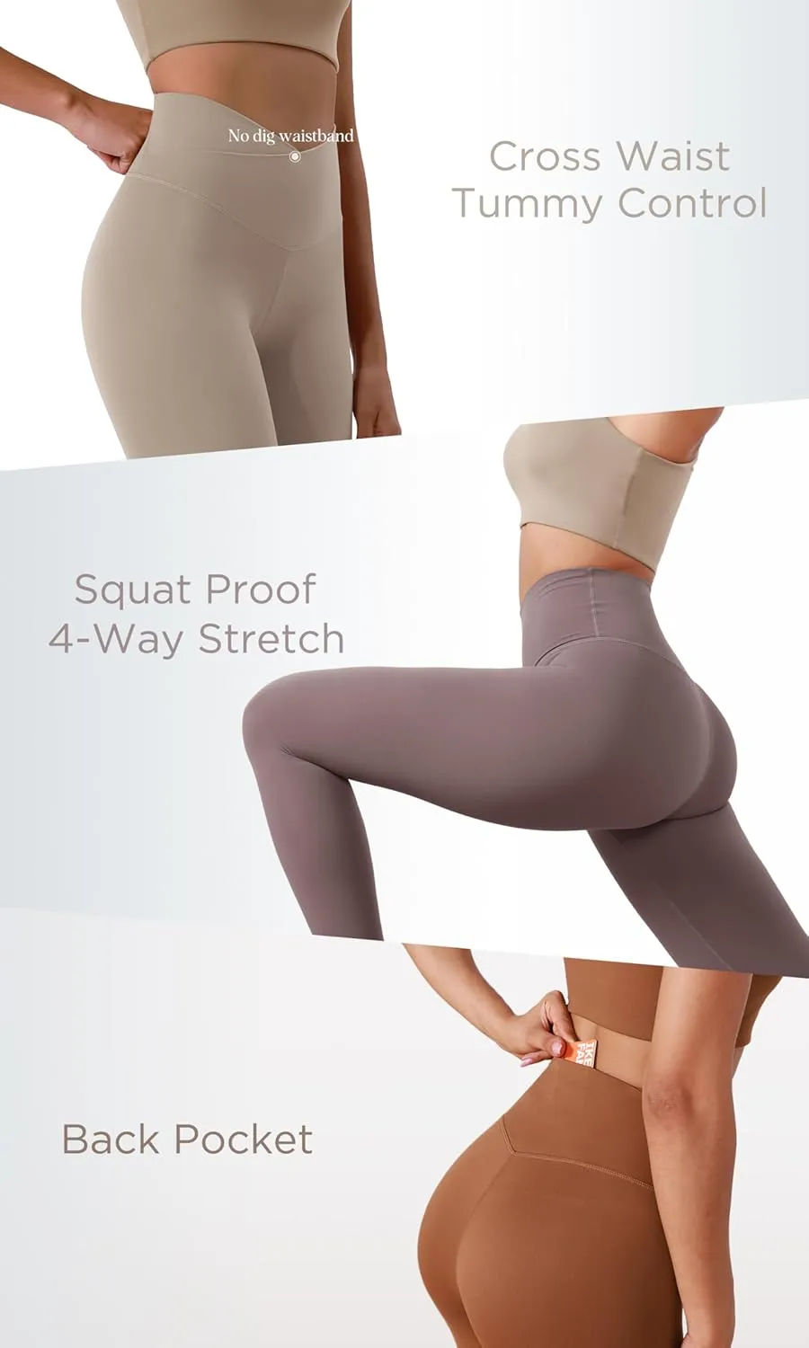 ODODOS ODCLOUD Crossover 7/8 Leggings with Back Pocket for Women, 23" / 25" / 28" V High Wasit Lounge Yoga Pants