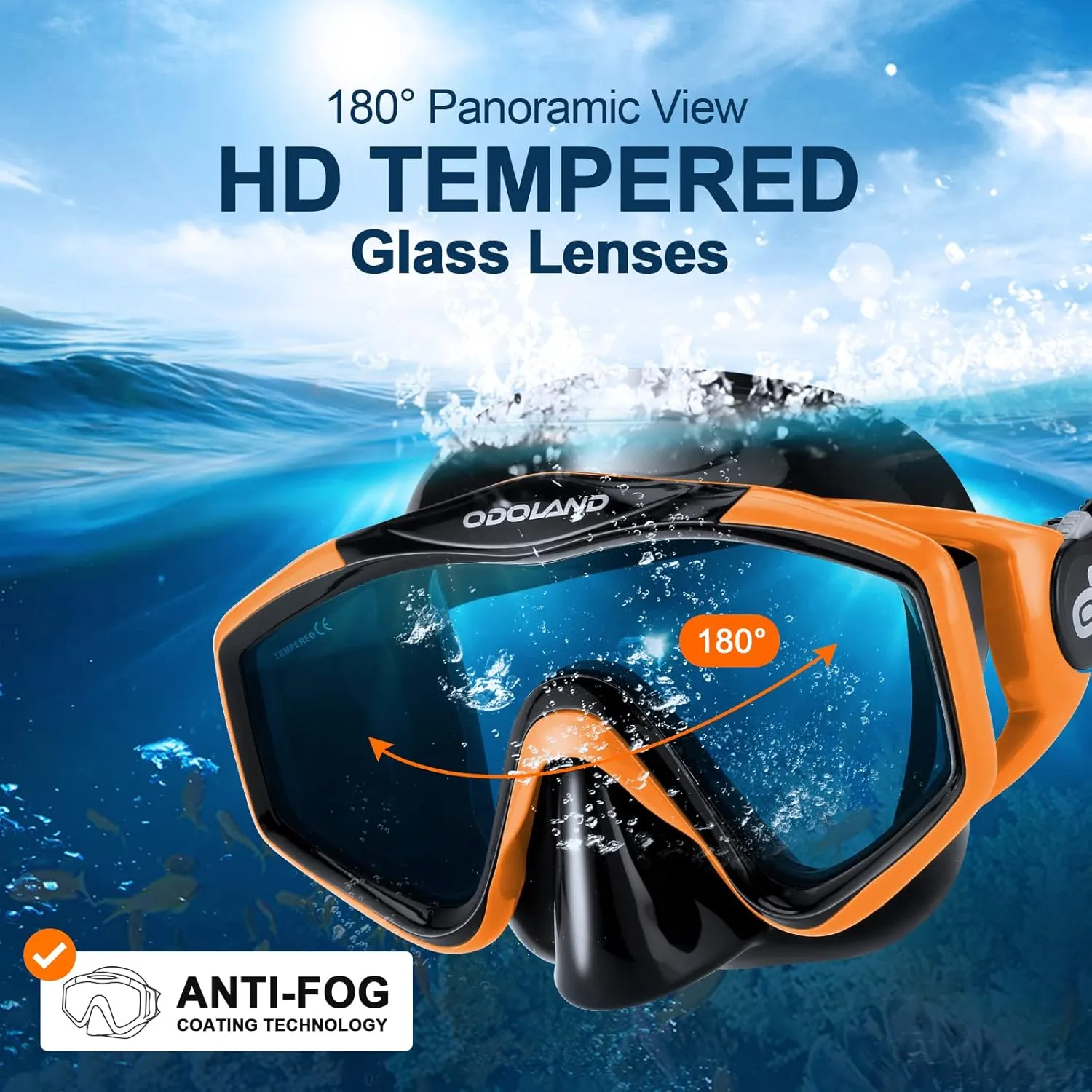 Odoland Kids Snorkeling Packages Snorkel Set, Dry Top Snorkel Mask with Adjustable Swim Fins for Boys and Girls Age 7-14