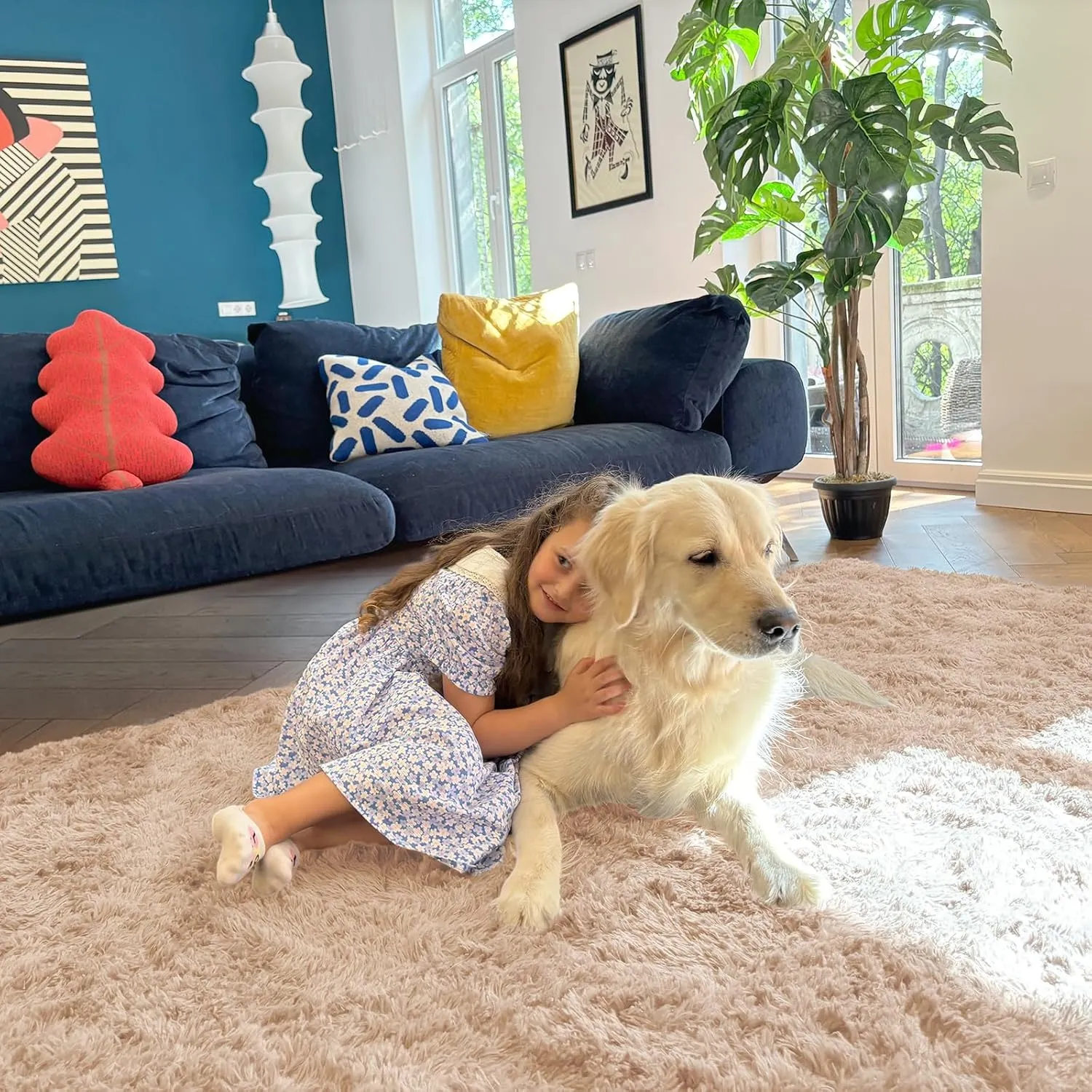 OLANLY 2x8 Machine Washable Runner Rugs for Hallway, Soft Fluffy Shaggy Bedside Rugs for Bedroom, Living Room, Indoor Floor Carpet for Kids Girls and Boys, Nursery Rooms, Home Decor Aesthetic, Beige