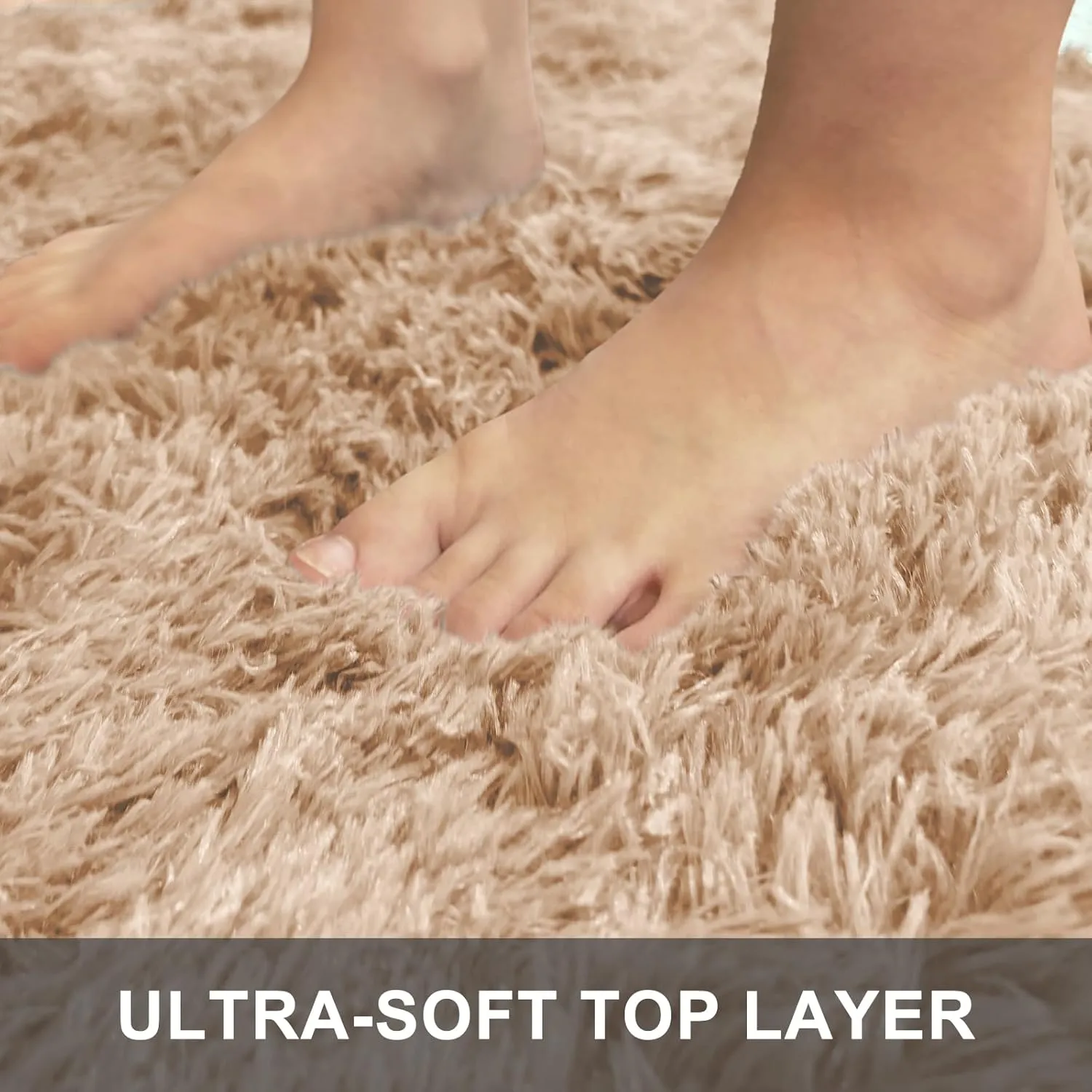 OLANLY 2x8 Machine Washable Runner Rugs for Hallway, Soft Fluffy Shaggy Bedside Rugs for Bedroom, Living Room, Indoor Floor Carpet for Kids Girls and Boys, Nursery Rooms, Home Decor Aesthetic, Beige