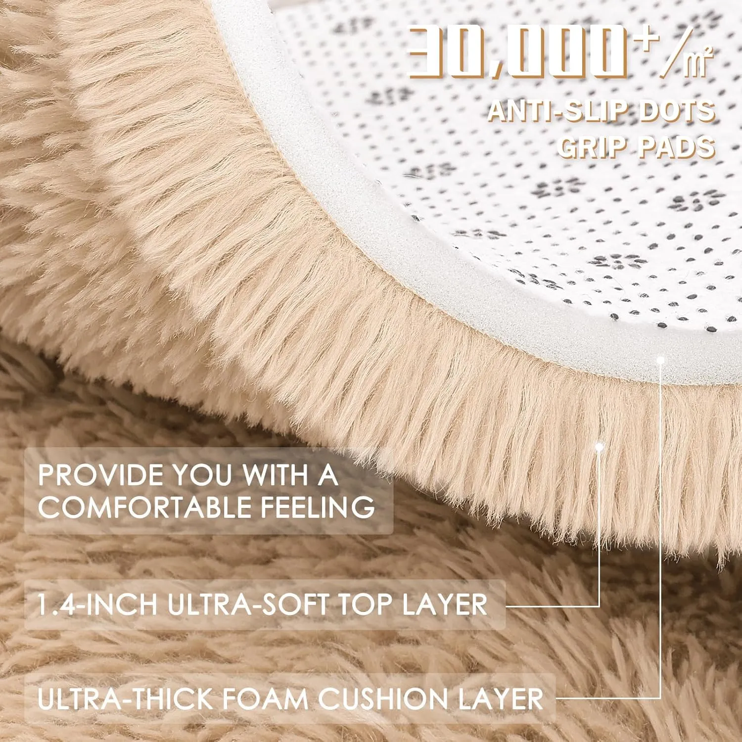 OLANLY 2x8 Machine Washable Runner Rugs for Hallway, Soft Fluffy Shaggy Bedside Rugs for Bedroom, Living Room, Indoor Floor Carpet for Kids Girls and Boys, Nursery Rooms, Home Decor Aesthetic, Beige