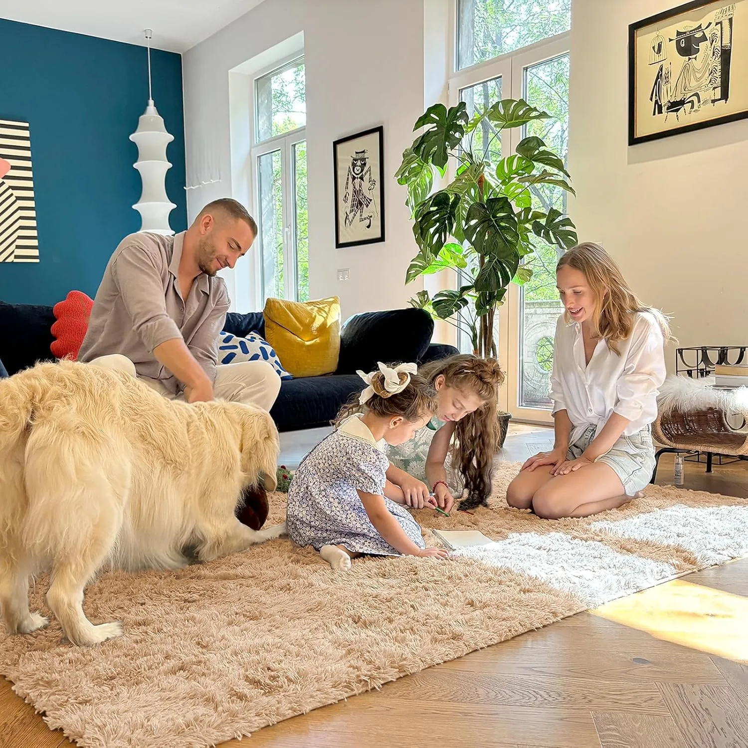 OLANLY 2x8 Machine Washable Runner Rugs for Hallway, Soft Fluffy Shaggy Bedside Rugs for Bedroom, Living Room, Indoor Floor Carpet for Kids Girls and Boys, Nursery Rooms, Home Decor Aesthetic, Beige