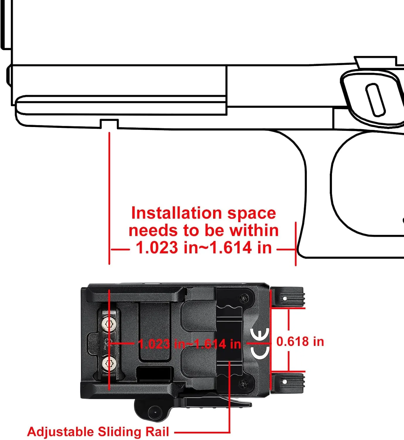 OLIGHT PL-Mini 2 Valkyrie 600 Lumens Magnetic USB Rechargeable Compact Weaponlight with Adjustable Rail, High Performance CW LED Tactical Flashlight with Built-in Battery
